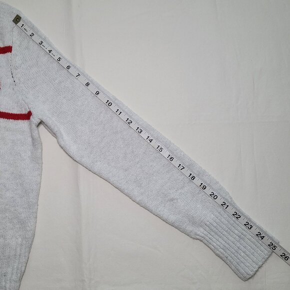 American Eagle Outfitters Sweater NWOT Smiley Graphic Mock Neck Light Gray Sz M - Picture 9 of 11